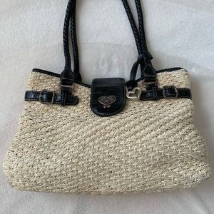 Leather and straw Brighton purse